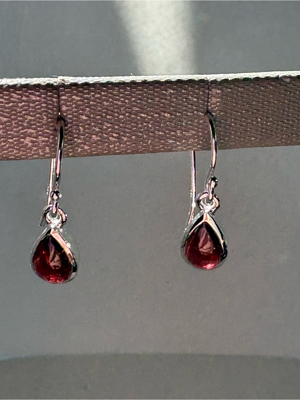 Rhodolite Garnet Pear Faceted Bezel Earrings